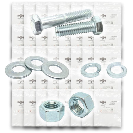 Boltsandnuts.Com Inch Grade 5 Hex Cap Screws, Hex Nuts, Flat & Lock Washers - 573 PCS Assortment Kit #265